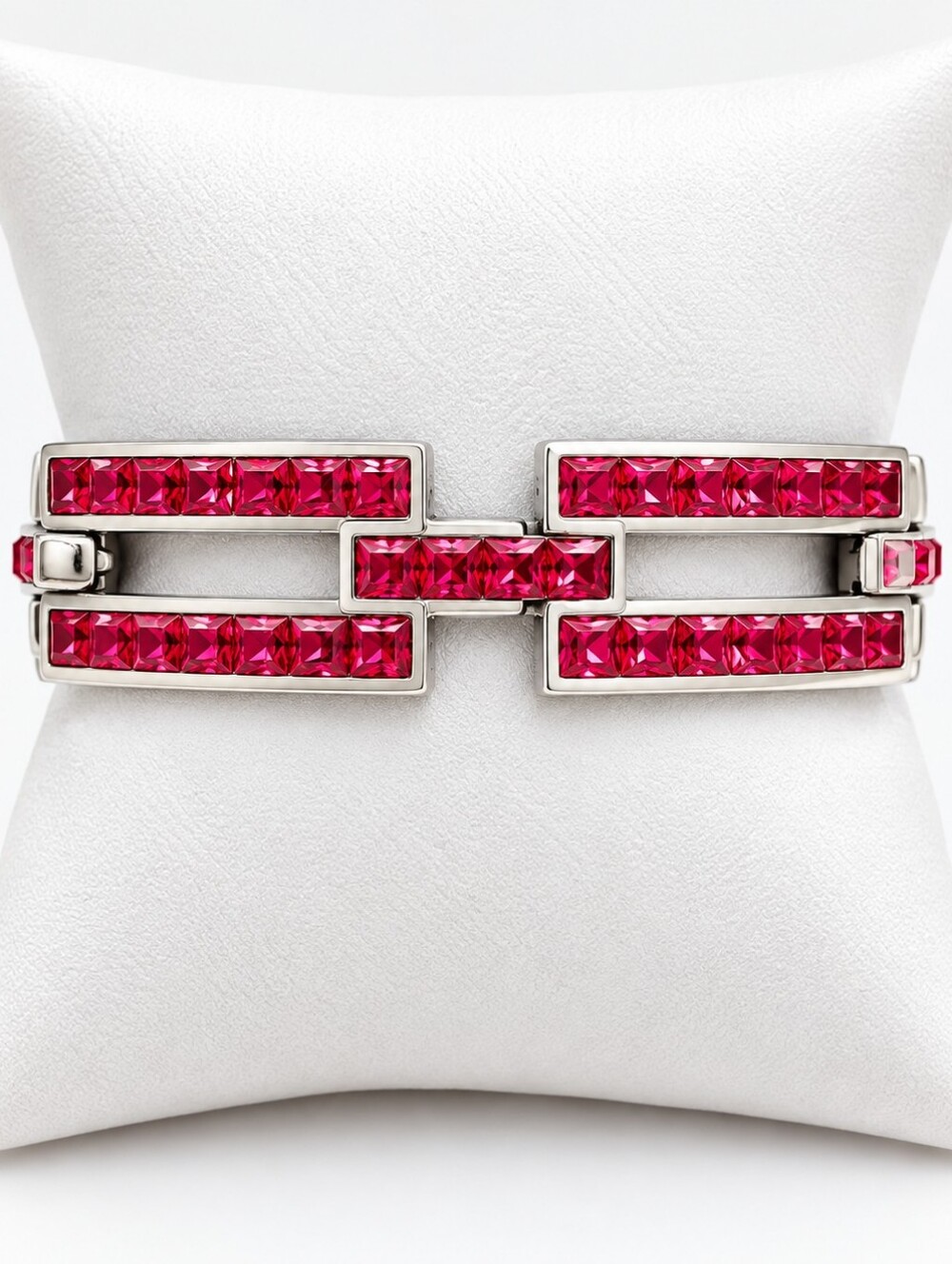 NWT Vintage Yves Saint Laurent Red Crystal Link Chain Bracelet
